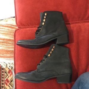 Black lace up booties